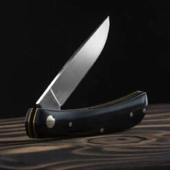 Hen And Rooster Buffalo Horn Folding Knife