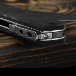 Maserin Silver 410 Fat Carbon Damascus Folding Knife -Adventure Knives MAS410DNdet3 18276.1689327732