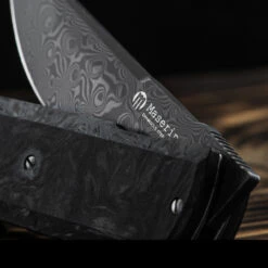 Maserin Silver 410 Fat Carbon Damascus Folding Knife -Adventure Knives MAS410DNdet4 96962.1689327732