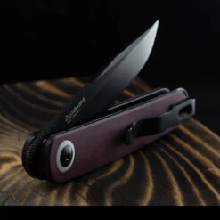 Kizer Squidward Richlite Red Folding Knife -Adventure Knives squidardrichlitedet2 76542.1686929123